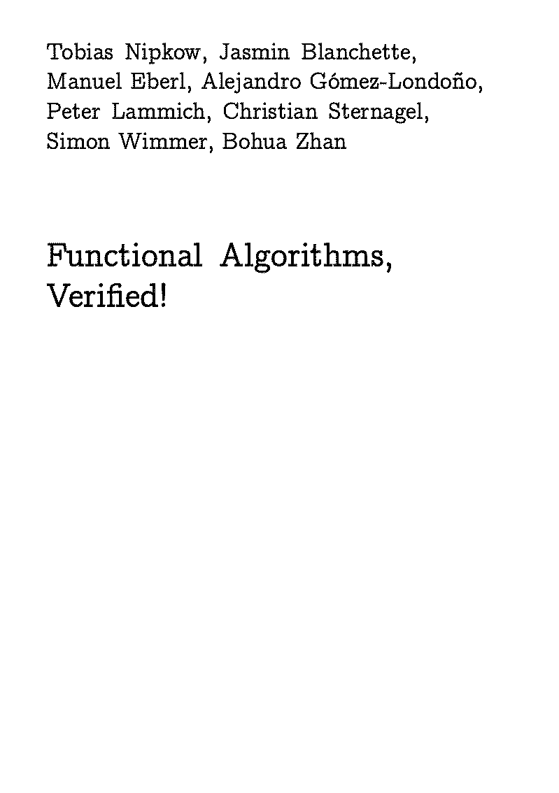Functionl Algorithms, Verified!